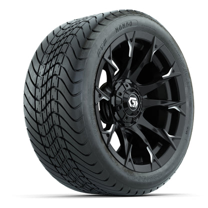 GTW Diablo Gloss Black/Machined 14 in Wheels with 225/30-14 Mamba Street Tires – Full Set