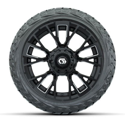 GTW Vandal Matte Black/Machined 14 in Wheels with 23x10.00-R14 Maverick All-Terrain Tires – Full Set