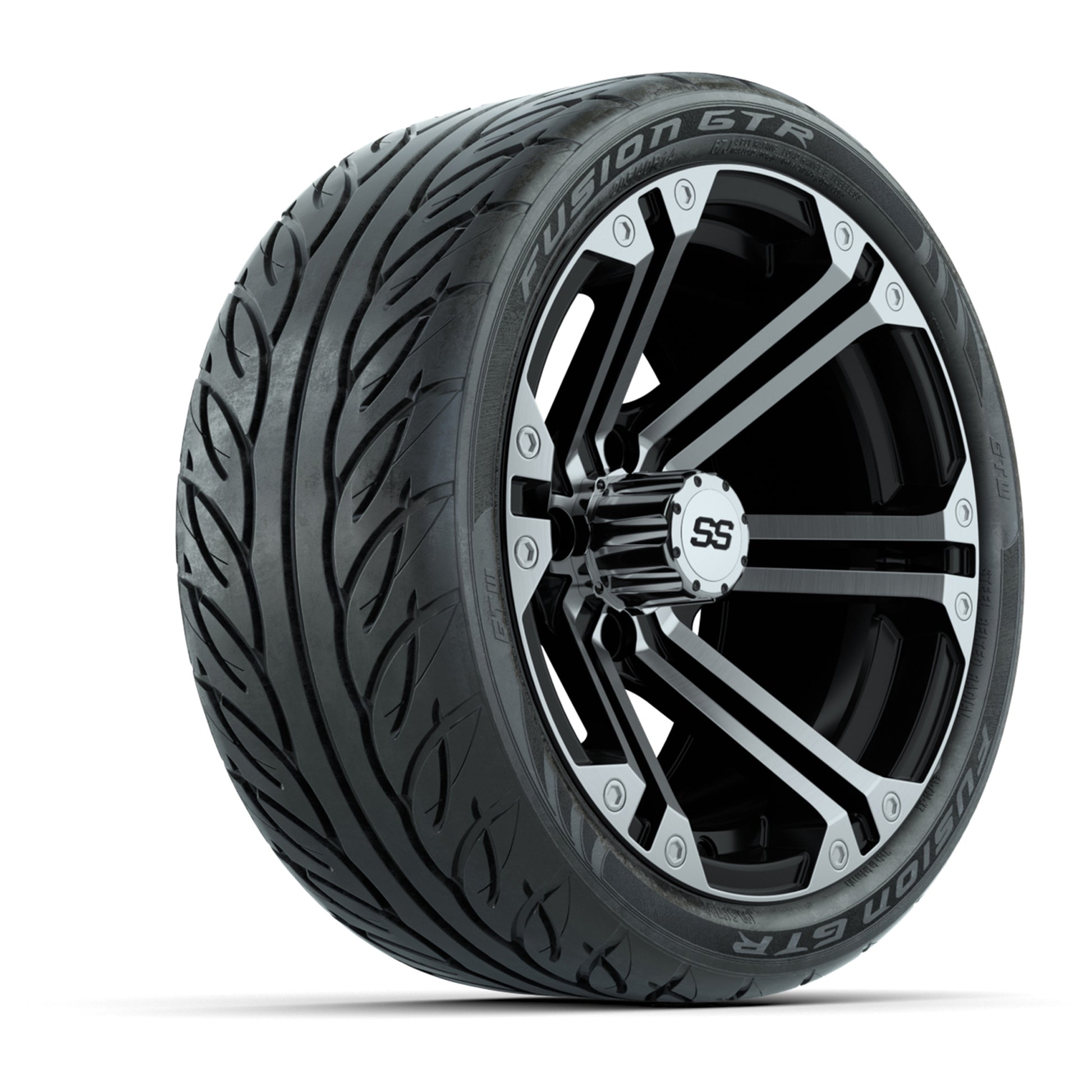 14” GTW Specter Machined/Black Wheels with Fusion GTR Street Tires – Set of 4