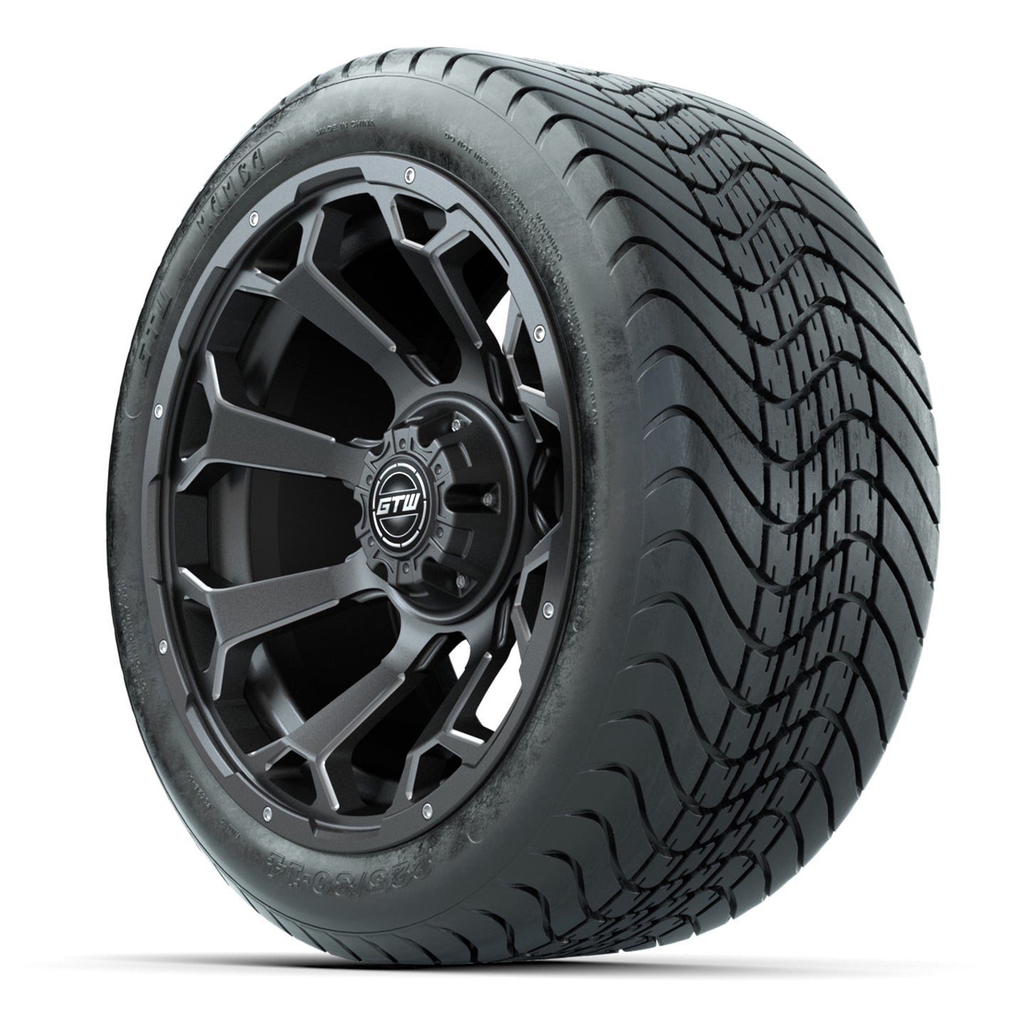 GTW Raven Matte Gray/Ball Mill 14 in Wheels with 225/30-14 Mamba Street Tires – Full Set