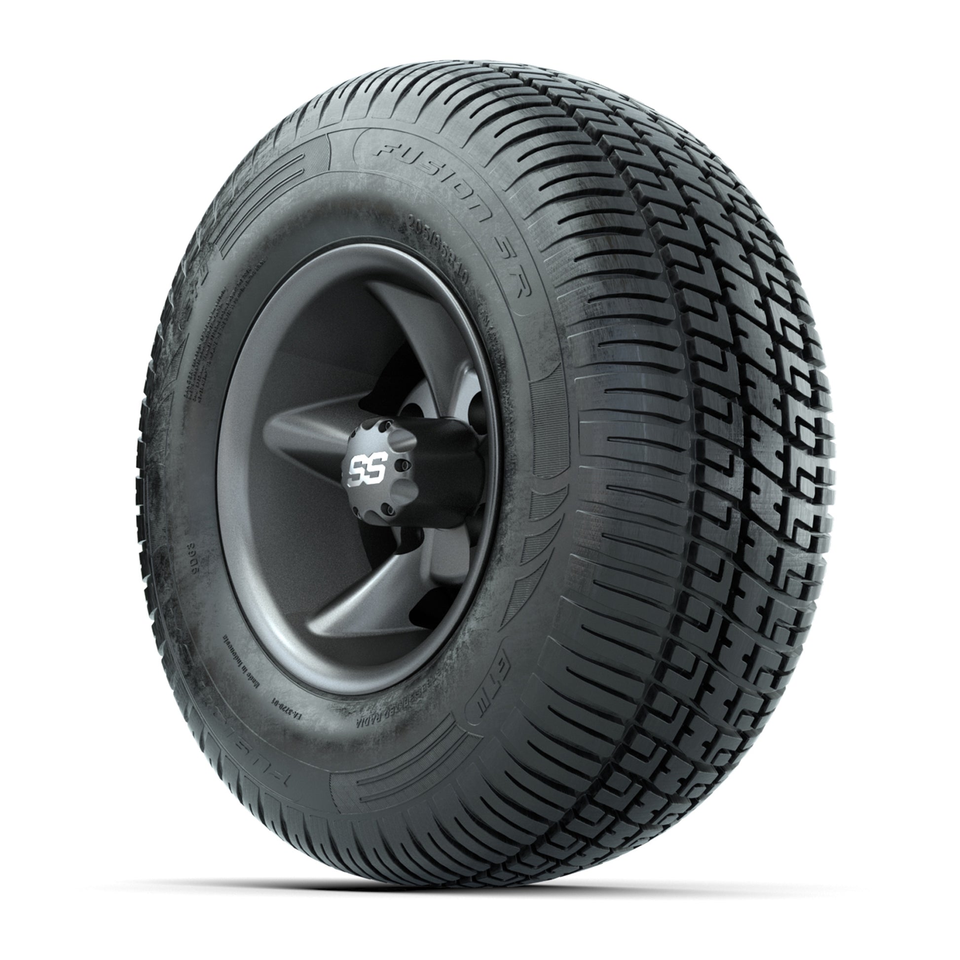 GTW Godfather Matte Gray 10 in Wheels with 205/65-R10 Fusion S/R Steel Belt Radial Street Tires – Full Set