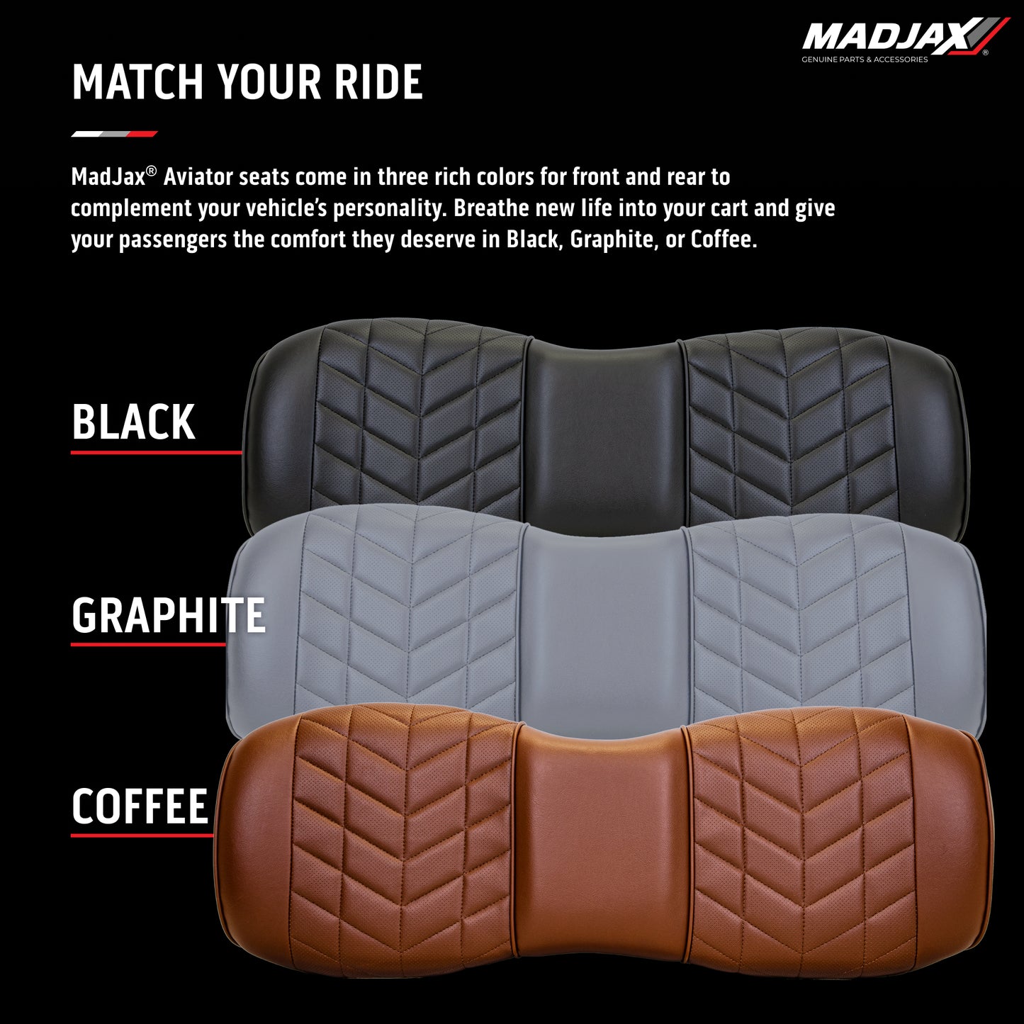 MadJax Aviator Genesis 250/300 Black Rear Seat Cushions