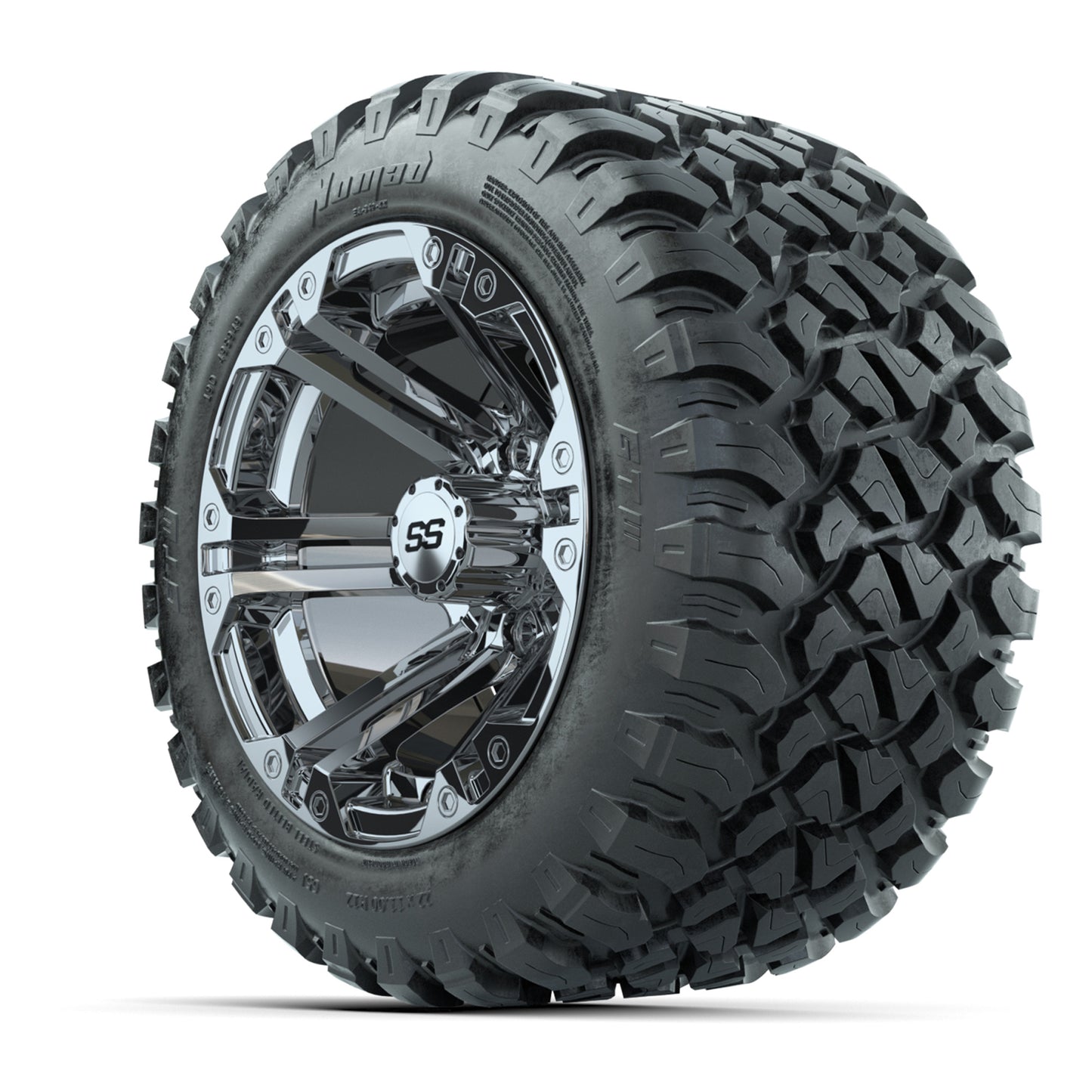 GTW® Specter Chrome 12 in Wheels with 22X11-R12 Nomad Steel Belt Radial All-Terrain Tires – Full Set