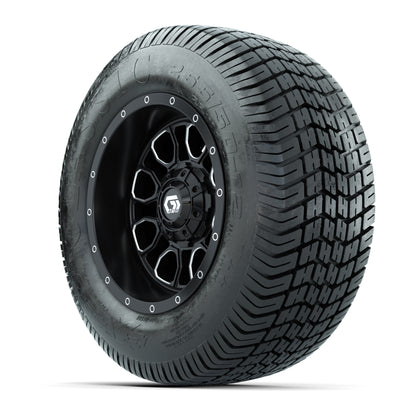 GTW® Volt Black/Machined 12 in Wheels with 255/50-12 Excel Classic Street Tires – Full Set