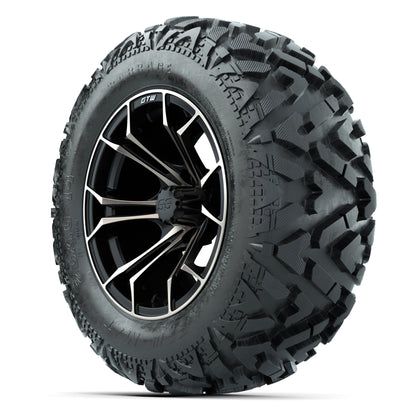 GTW Spyder Matte Black/Bronze 14 in Wheels with 25x10-14 Barrage Mud Tires – Full Set