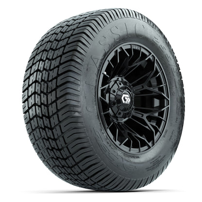 GTW® Stellar Black 12 in Wheels with 255/50-12 Excel Classic Street Tires – Full Set
