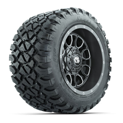 GTW Volt Gunmetal/Machined 12 in Wheels with 22x11-R12 Nomad All Terrain Tires – Full Set