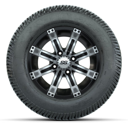GTW® Tempest Black/Machined 12 in Wheels with 255/50-12 Excel Classic Street Tires – Full Set