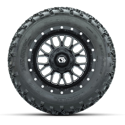 GTW Helix Machined/Black 12 in Wheels with 22x11.00-12 Rogue All Terrain Tires – Full Set
