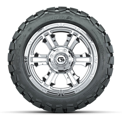 GTW® Shogun Chrome 14 in Wheels with 22x10-14 Timberwolf All-Terrain Tires – Full Set