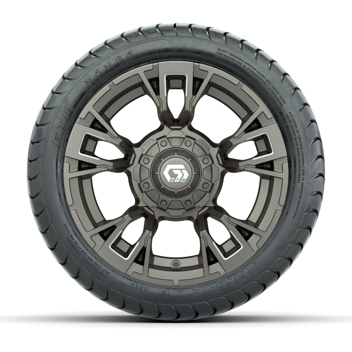 GTW® Vandal Satin Bronze/Machined 12 in Wheels with 215/35-12 Mamba Street Tires – Full Set