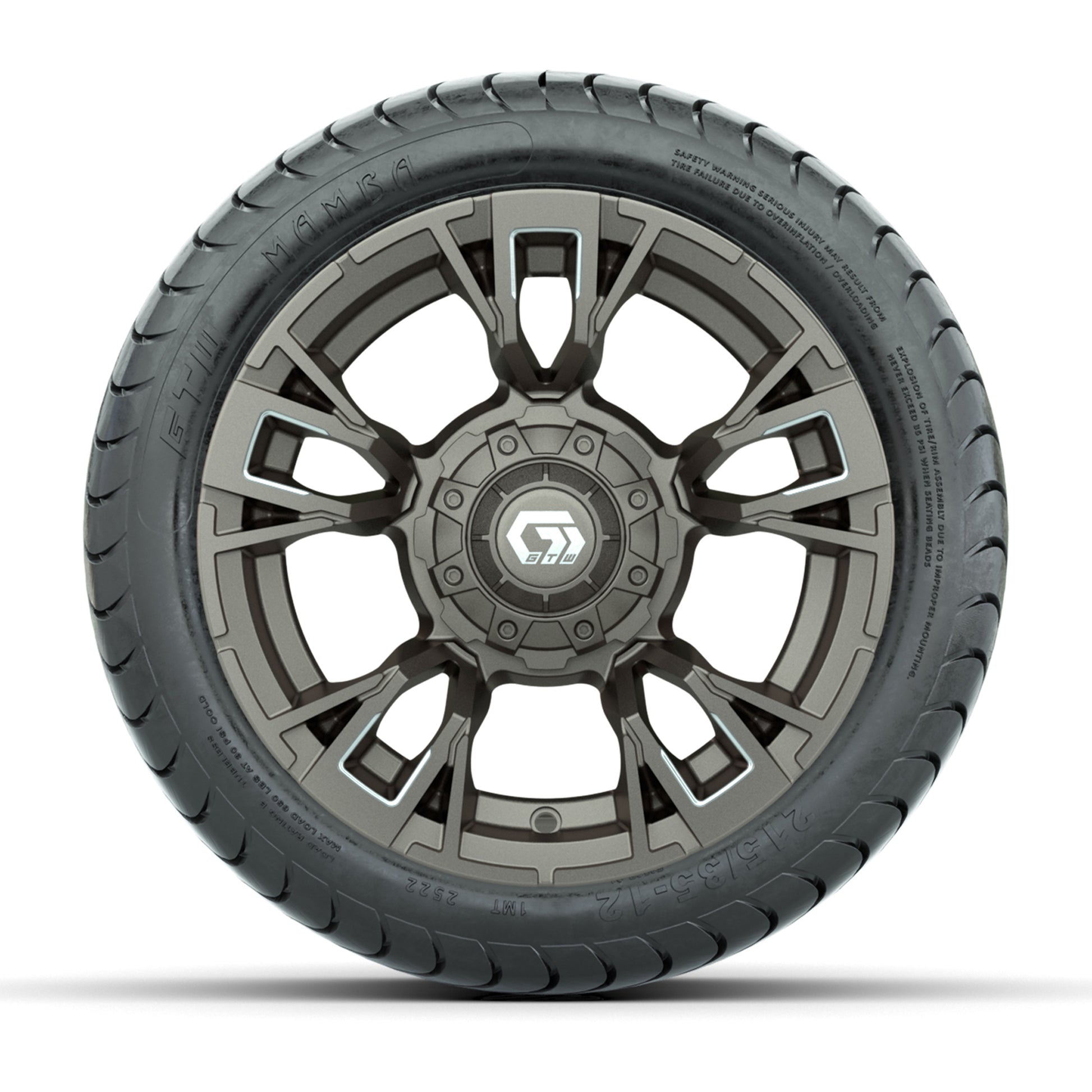 GTW® Vandal Satin Bronze/Machined 12 in Wheels with 215/35-12 Mamba Street Tires – Full Set