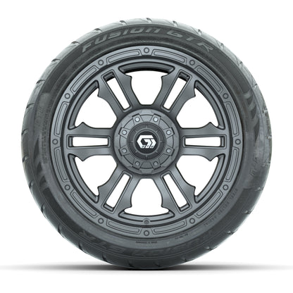 GTW® Shogun Gunmetal 14 in Wheels with 225/40-R14 Fusion GTR Steel Belt Radial Street Tires – Full Set