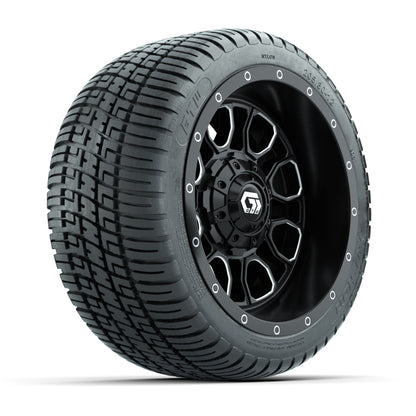 GTW® Volt Black/Machined 12 in Wheels with 205/30-12 Fusion Street Tires – Full Set