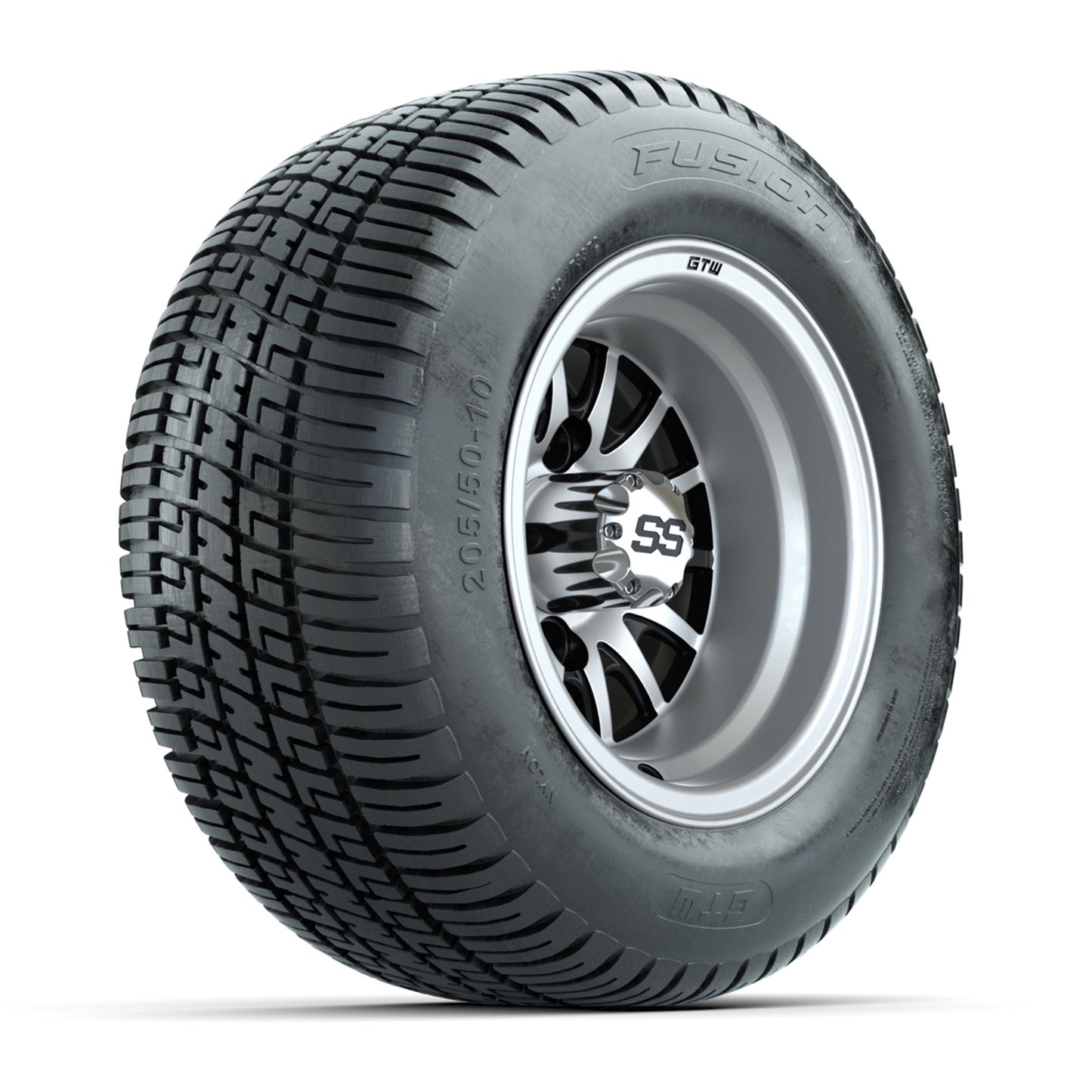 10” GTW Medusa Black and Machined Wheels with Fusion Street Tires – Set of 4
