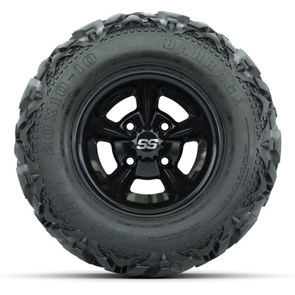 GTW Godfather Black 10 in Wheels with 20x10-10 Barrage Mud Tires – Full Set
