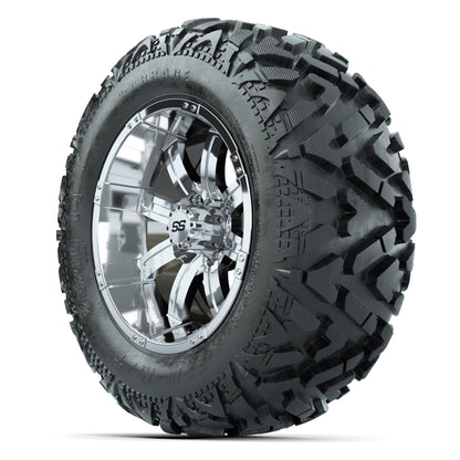 GTW Tempest Chrome 14 in Wheels with 25x10-14 Barrage Mud Tires – Full Set