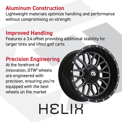 Set of (4) 12 in GTW® Helix Machined & Black Wheels with 22x11-R12 Nomad All-Terrain Tires