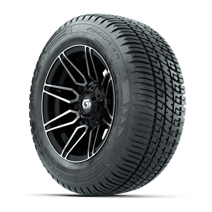 GTW® Stealth Black/Machined 12 in Wheels with 215/50-R12 Fusion S/R Steel Belt Radial Tires – Full Set