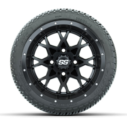 GTW® Vortex 2 Matte Black/Machined 12 in Wheels with 205/30-12 Fusion Street Tires – Full Set