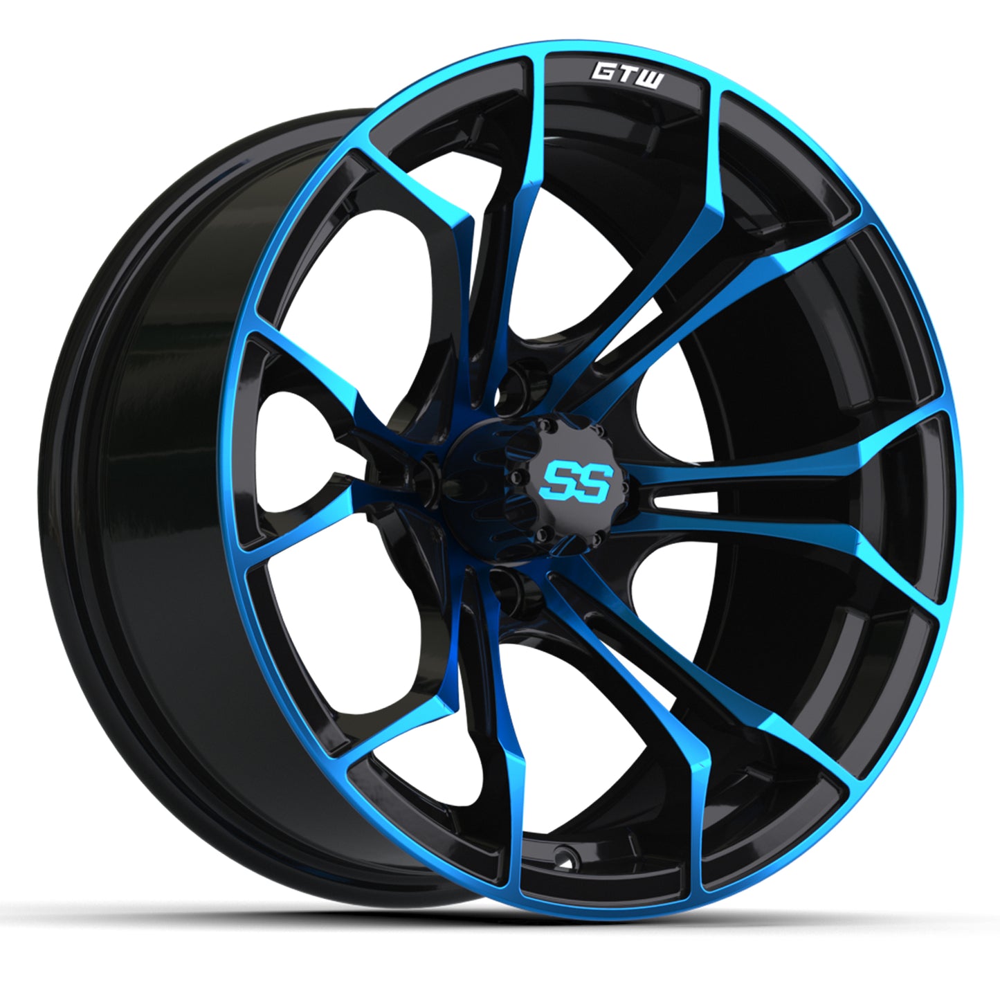 15″ GTW® Spyder Black with Blue Accents Wheel