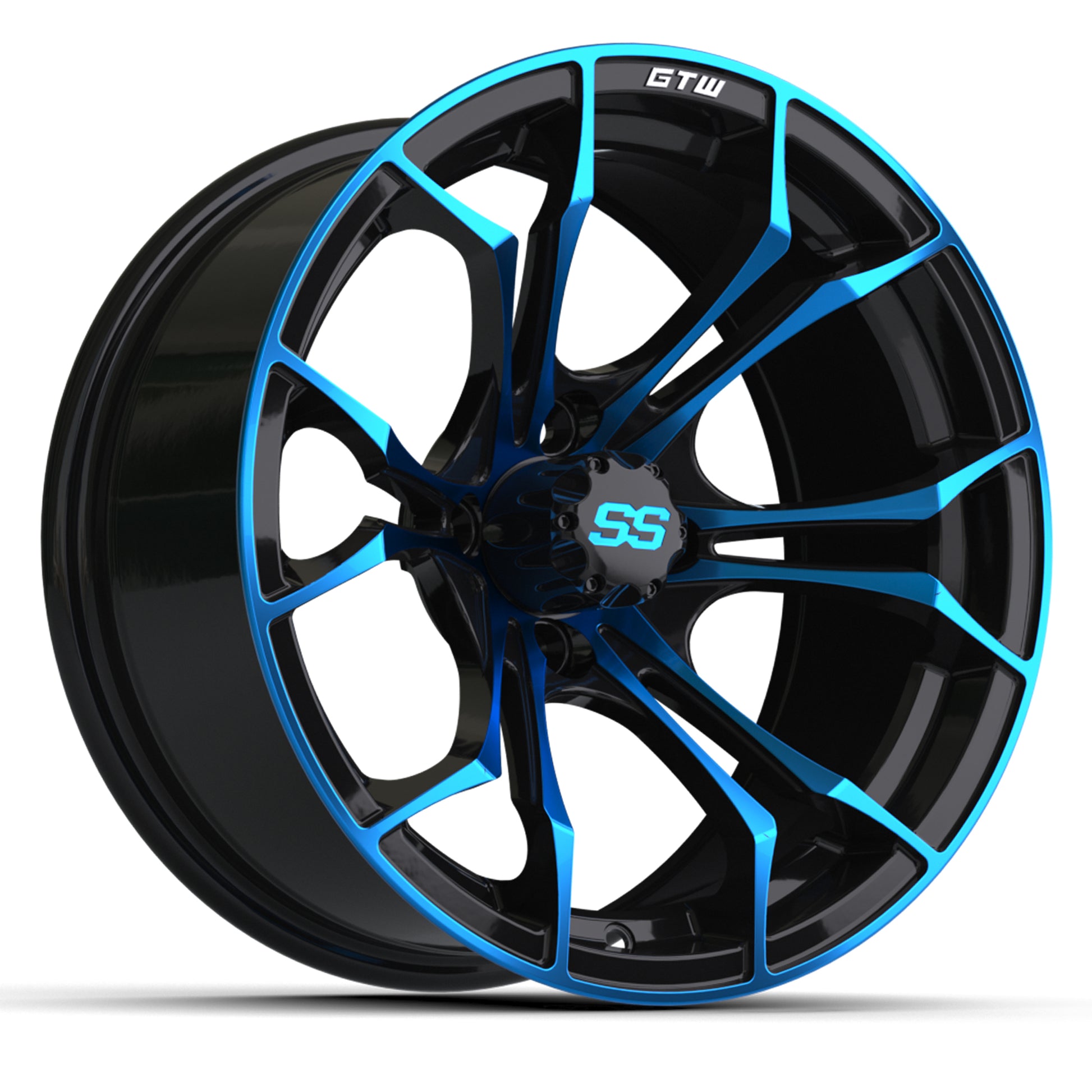 15″ GTW® Spyder Black with Blue Accents Wheel