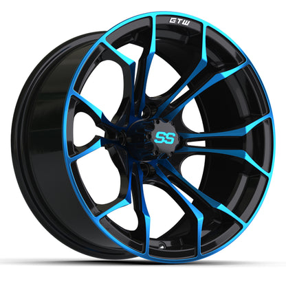 15″ GTW® Spyder Black with Blue Accents Wheel