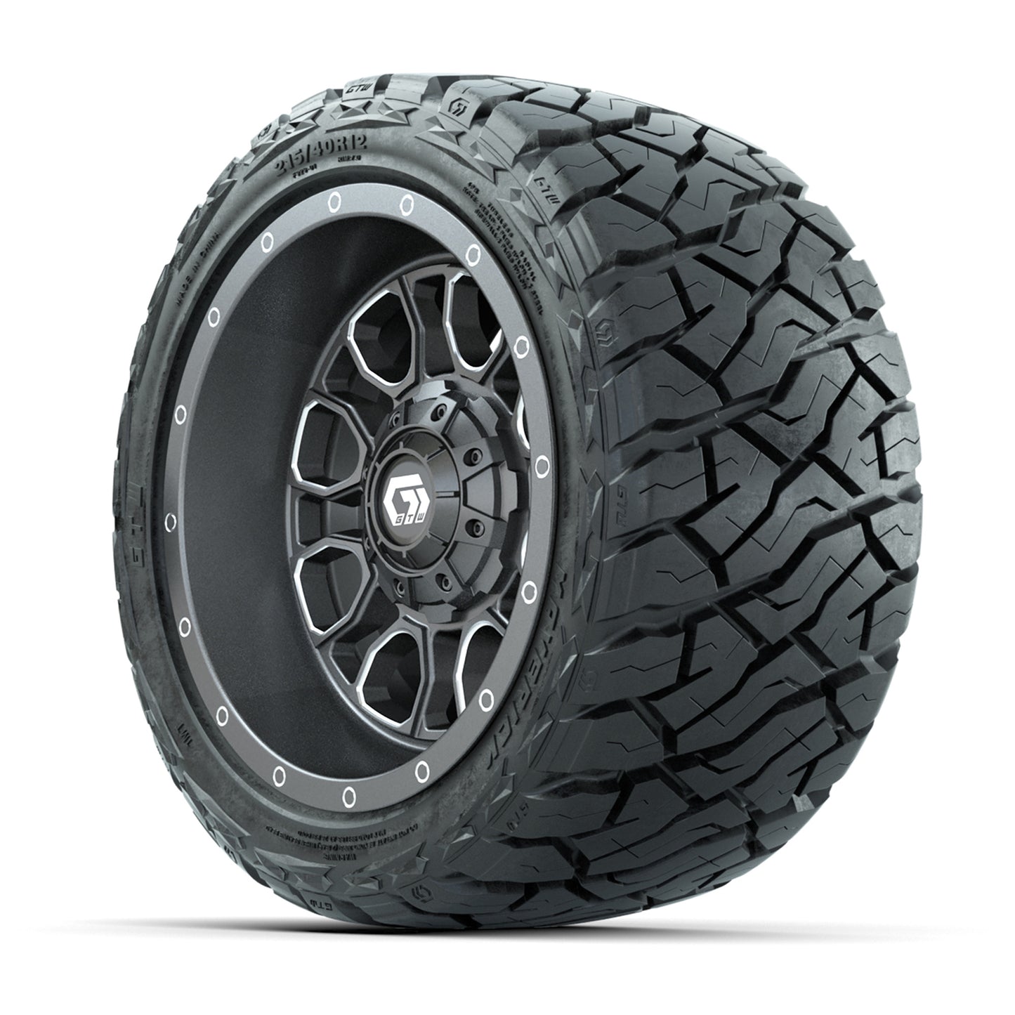 GTW Volt Gunmetal 12 in Wheels with 215/40-R12 Maverick Low-Profile All-Terrain Tires – Full Set