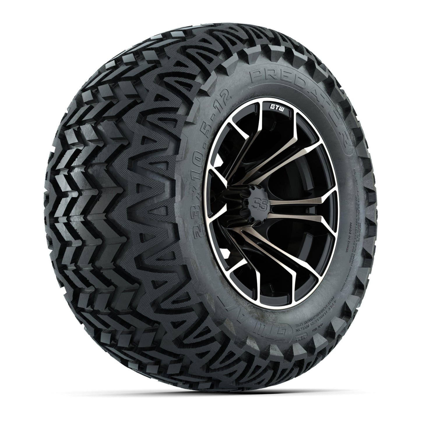GTW® Spyder Matte Black/Bronze 12 in Wheels with 23X10.5-12 Predator All-Terrain Tires – Full Set