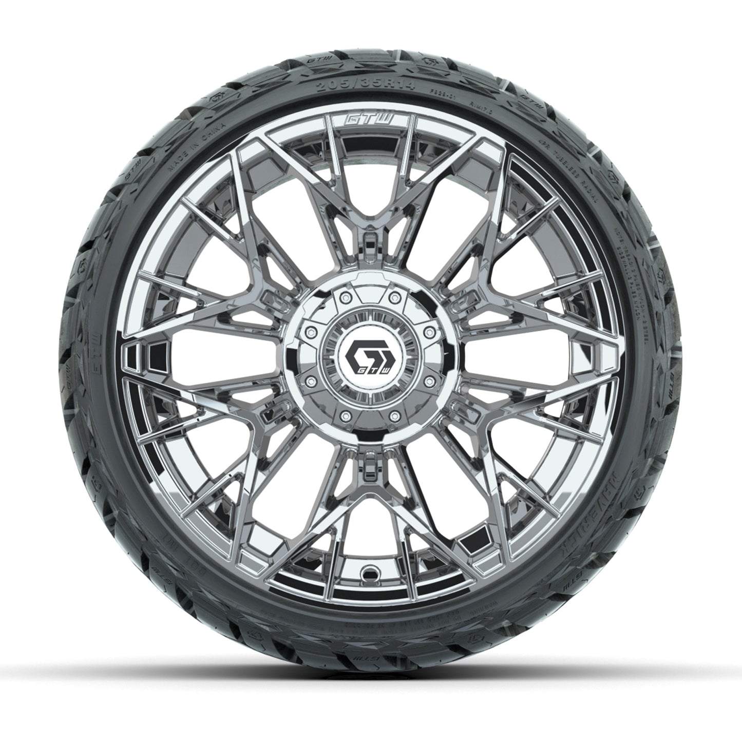 GTW Stellar Chrome 14 in Wheels with 205/35-R14 Maverick Low-Profile All-Terrain Tires - Full Set