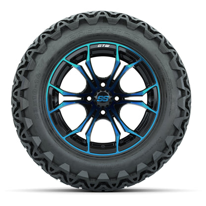GTW Spyder Blue/Black 14 in Wheels with 23x10-14 GTW Predator All-Terrain Tires – Full Set