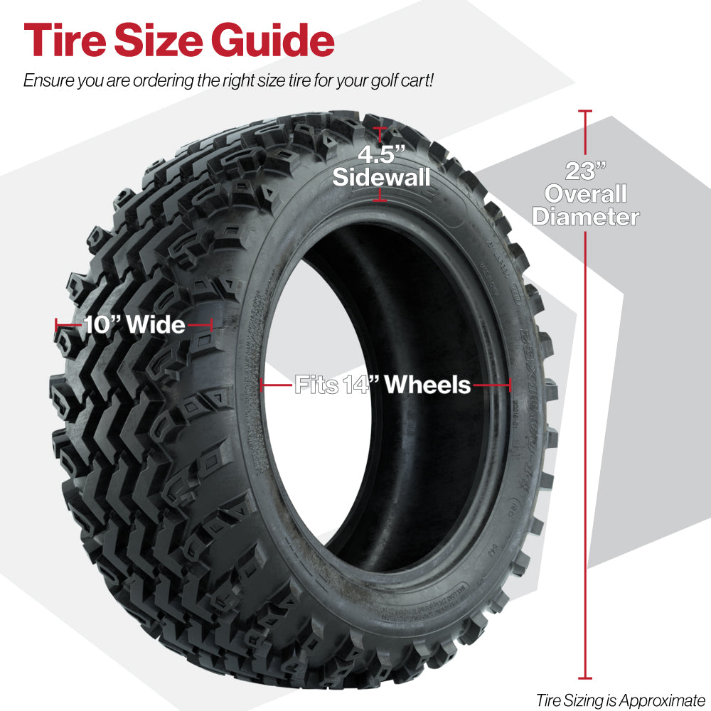 GTW® Shogun Gloss Black 14 in Wheels with 23X10.00-14 Rogue All-Terrain Tires – Full Set