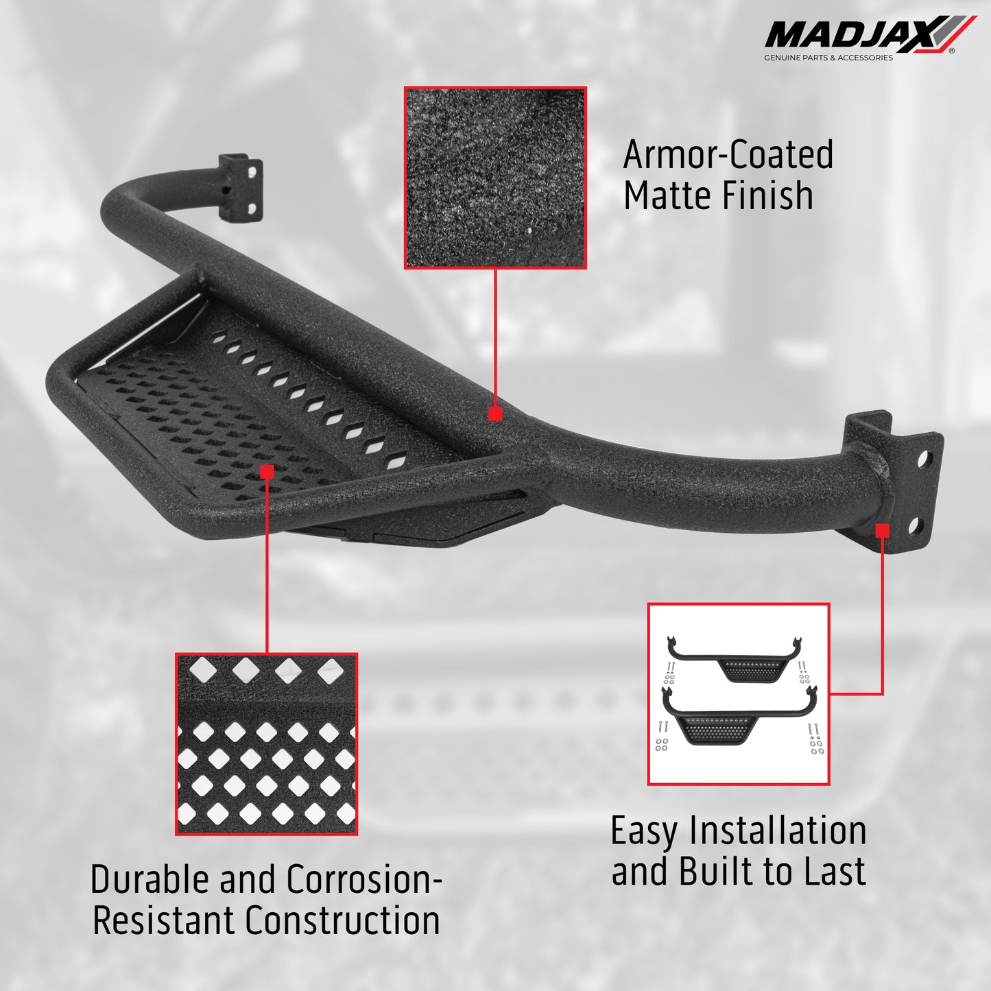 MadJax® Yamaha G29/Drive Armor Nerf Bar with Drop Down Side Step and Brackets