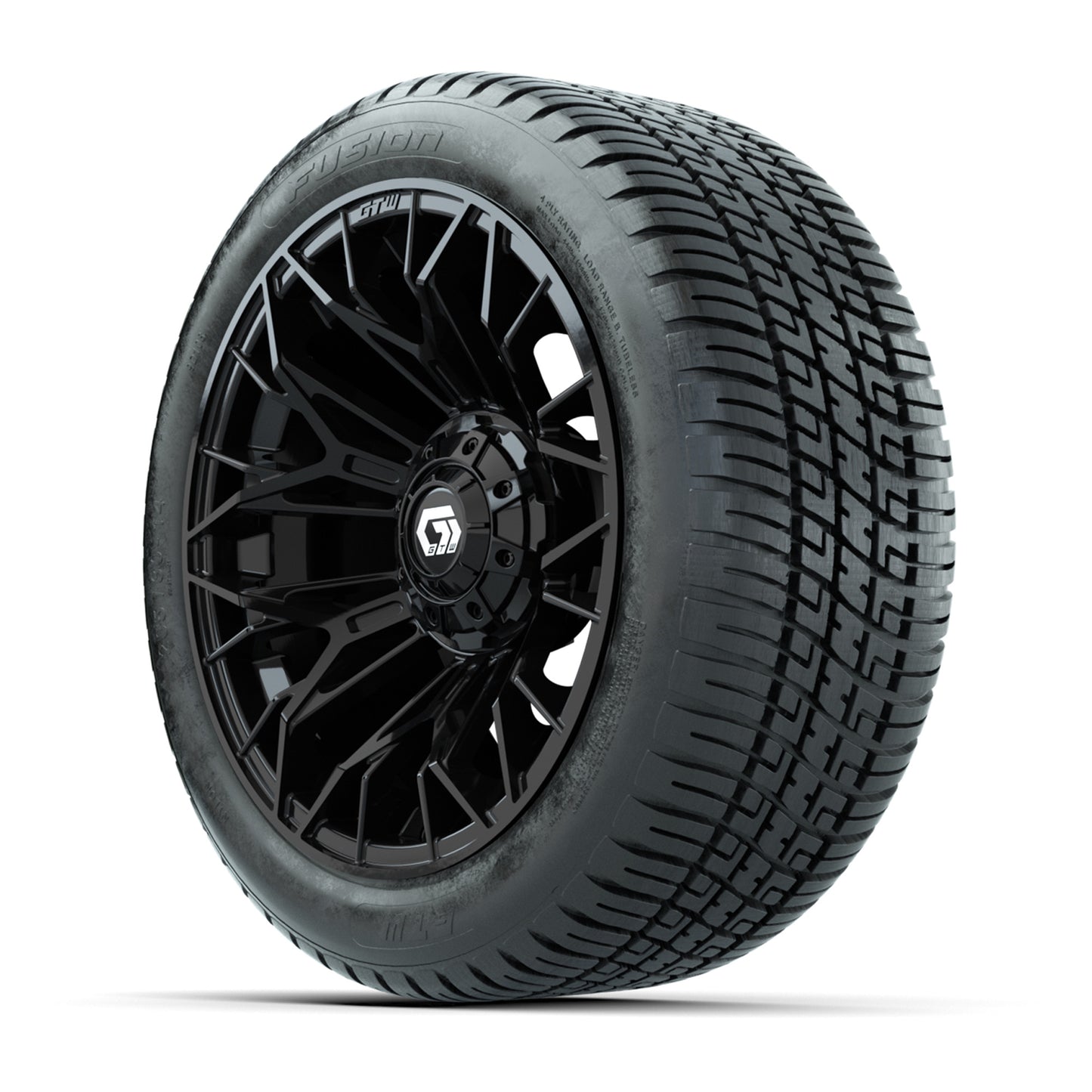GTW® Stellar Black 14 in Wheels with 205/30-R14 Fusion Street Tires - Full Set