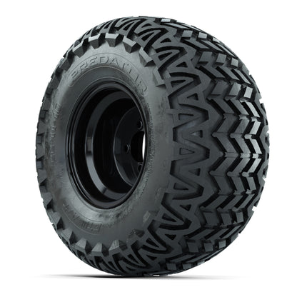 Set of (4) 10 in Black Steel Offset Wheels with 22x11-10 Predator All Terrain Tires