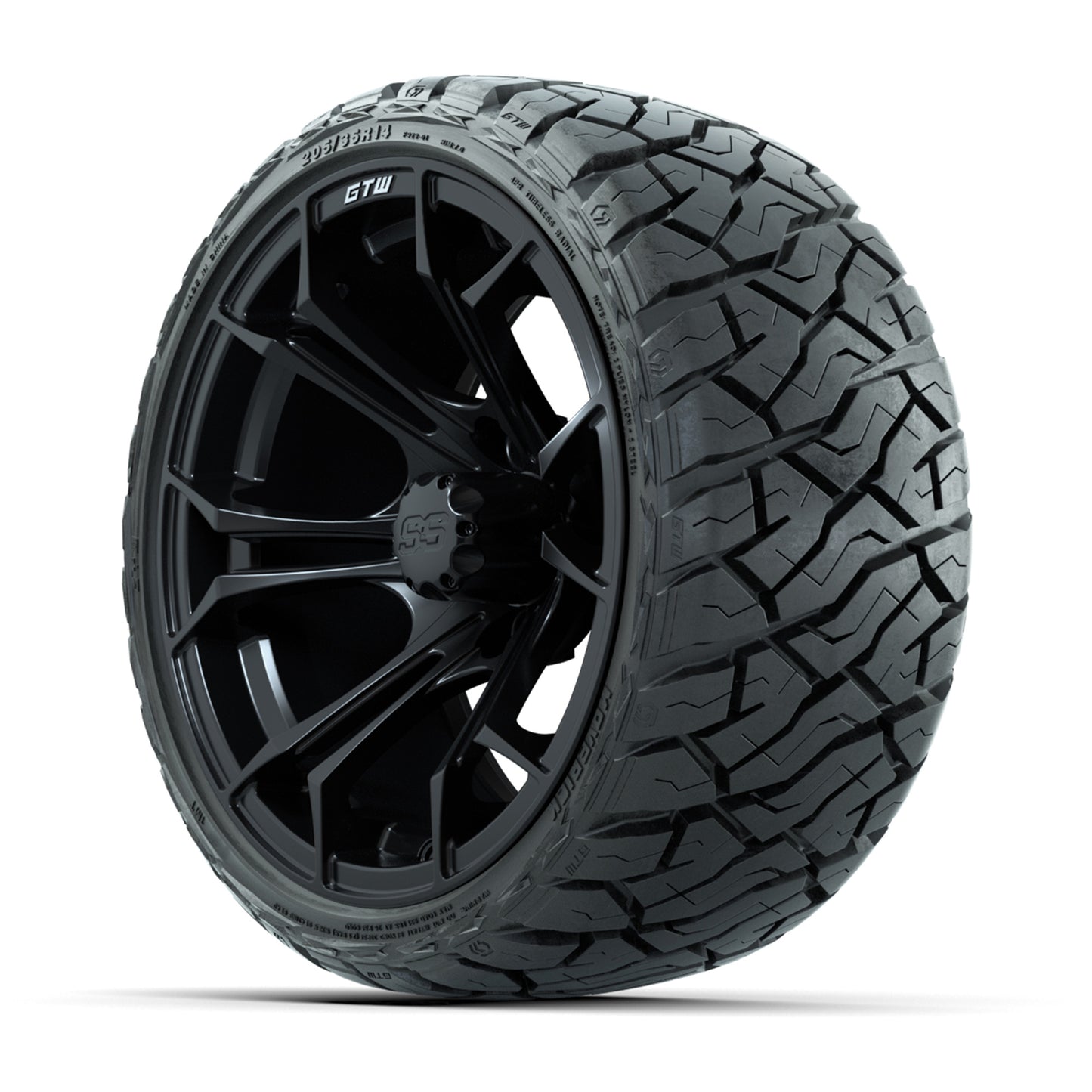 GTW Spyder Matte Black 14 in Wheels with 205/35-R14 Maverick Low-Profile All-Terrain Tires – Full Set