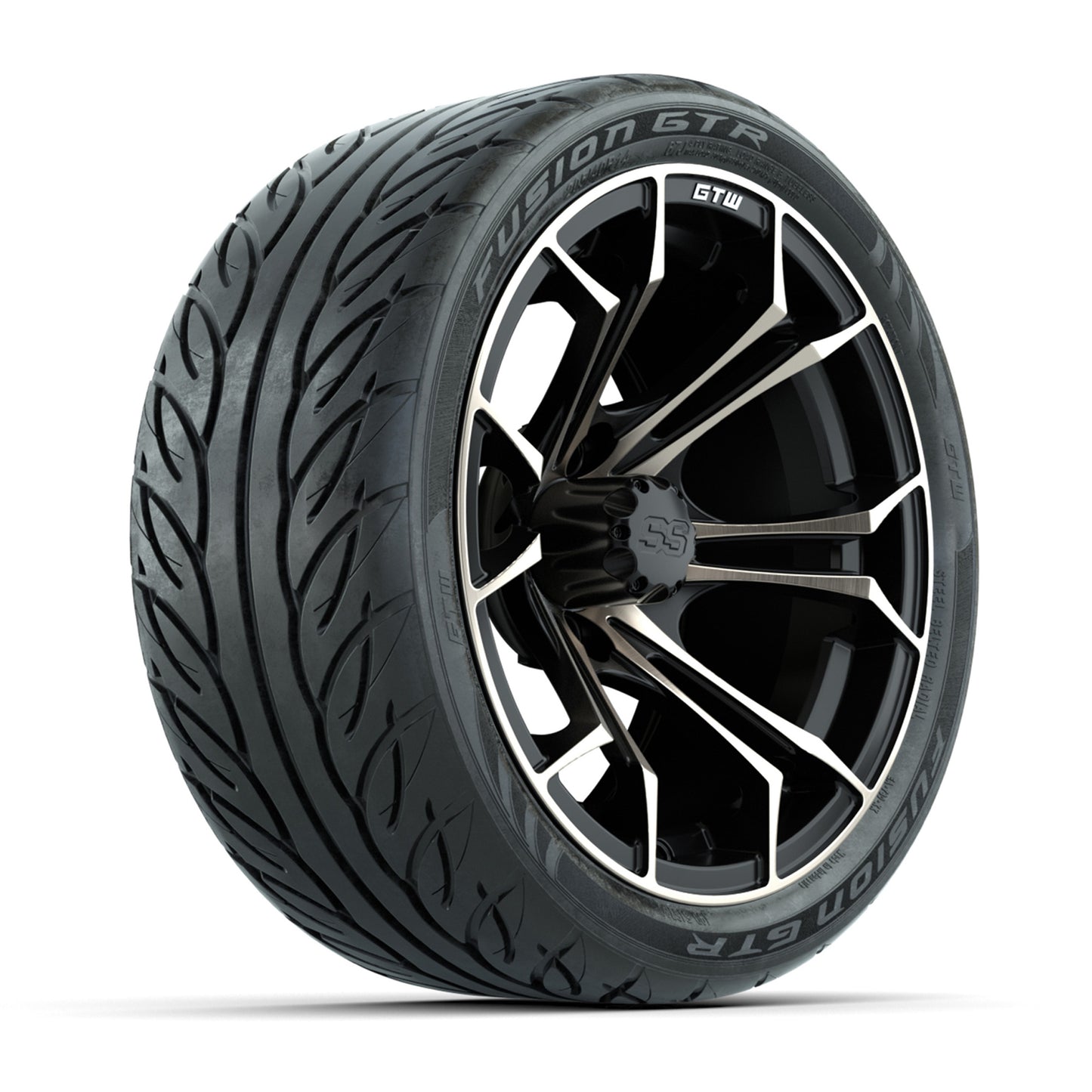 GTW® Spyder Matte Black/Bronze 14 in Wheels with 205/40-R14 Fusion GTR Steel Belt Radial Street Tires – Full Set