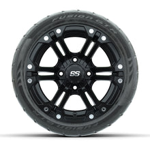 GTW® Specter Matte Black 12 in Wheels with 215/40-R12 Fusion GTR Steel Belt Radial Street Tires – Full Set