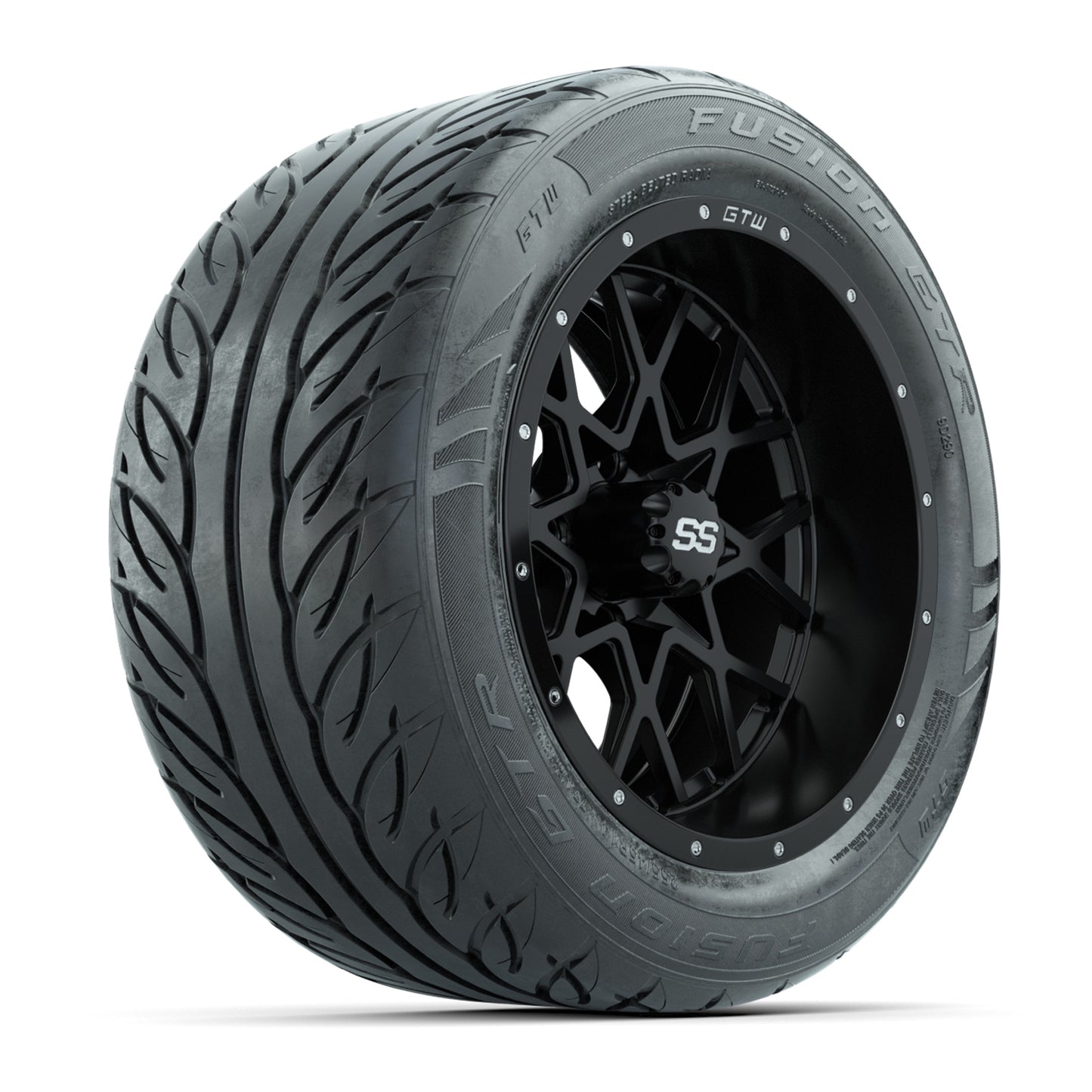 Set of (4) 14 in GTW Vortex Wheels with 255/45-R14 Fusion GTR Street Tires