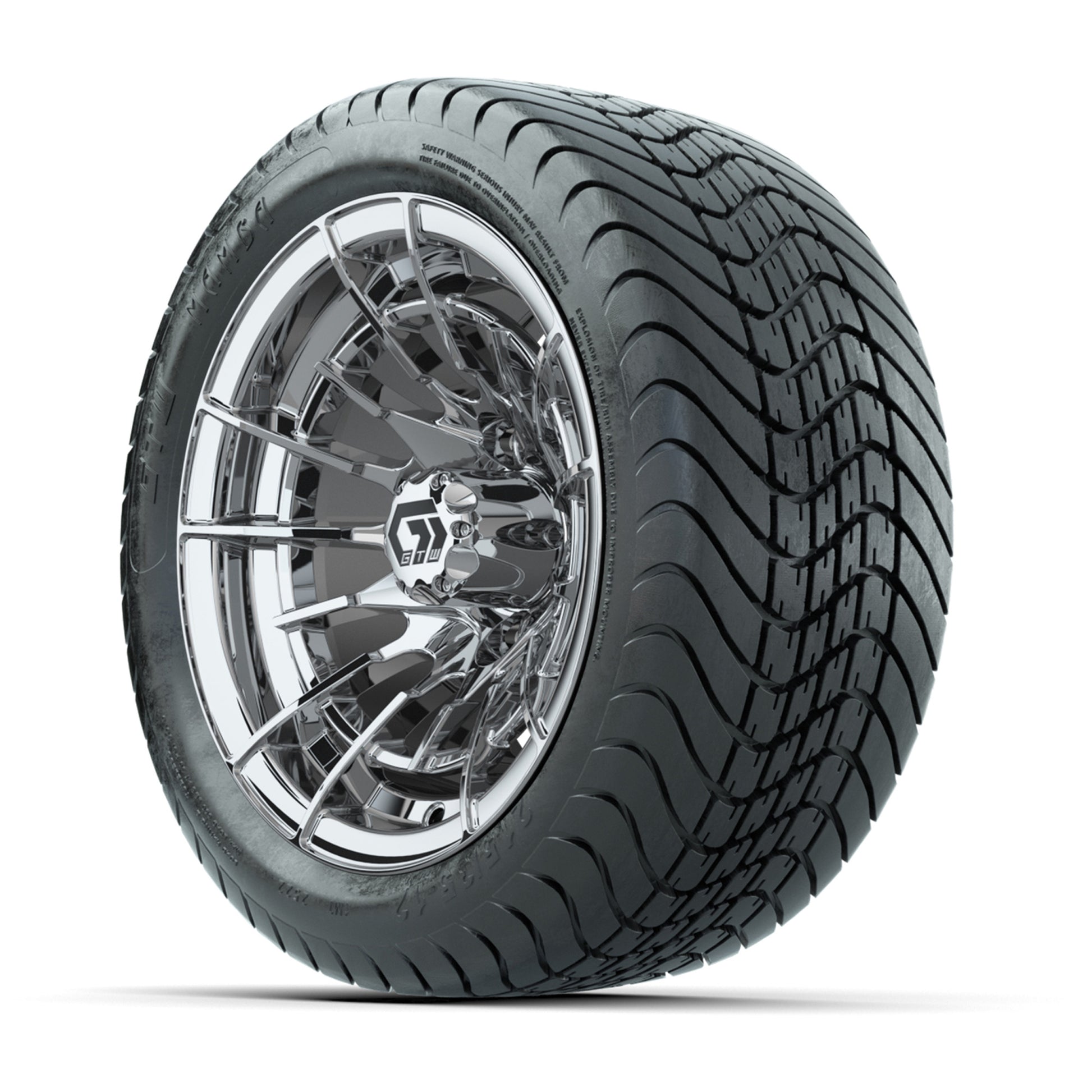 GTW® Boost Chrome 12 in Wheels with 215/35-12 Mamba Street Tires – Full Set