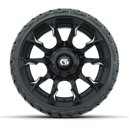 GTW Diablo Gloss Black/Machined 14 in Wheels with 205/35-R14 Maverick Low-Profile All-Terrain Tires – Full Set