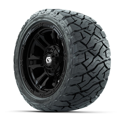 GTW Shogun Gloss Black 12 in Wheels with 215/40-R12 Maverick Low-Profile All-Terrain Tires – Full Set