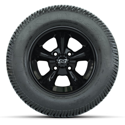 GTW® Godfather Black 12 in Wheels with 255/50-12 Excel Classic Street Tires – Full Set