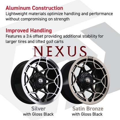 GTW® Nexus Gloss Black/Satin Bronze 12 in Wheels with 215/35-12 Mamba Street Tires – Full Set