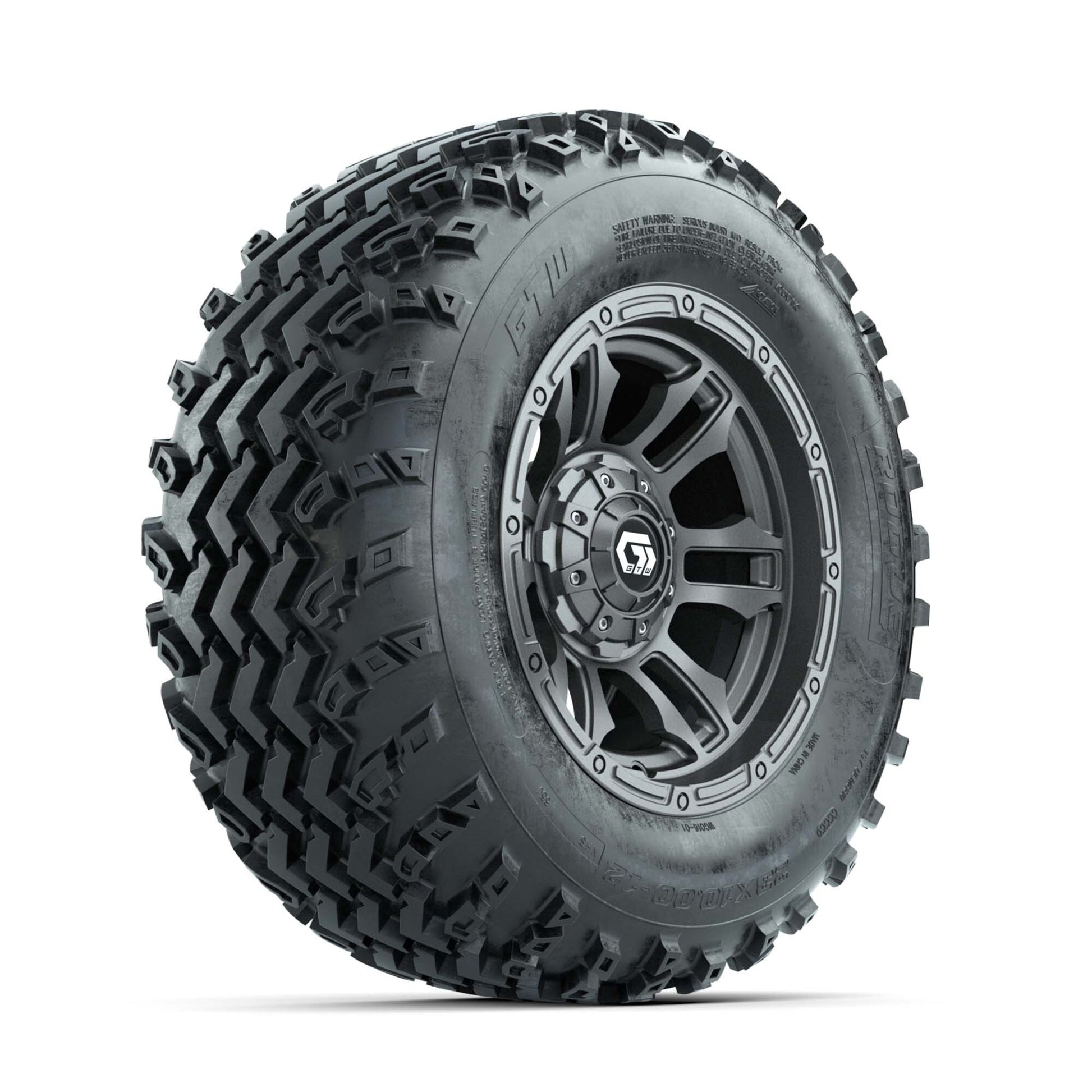 GTW® Shogun Gunmetal 12 in Wheels with 23X10.00-12 Rogue All-Terrain Tires – Full Set
