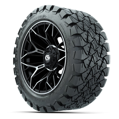 GTW Stellar Black/Machined 14 in Wheels with 22X10-14 Timberwolf All-Terrain Tires – Full Set