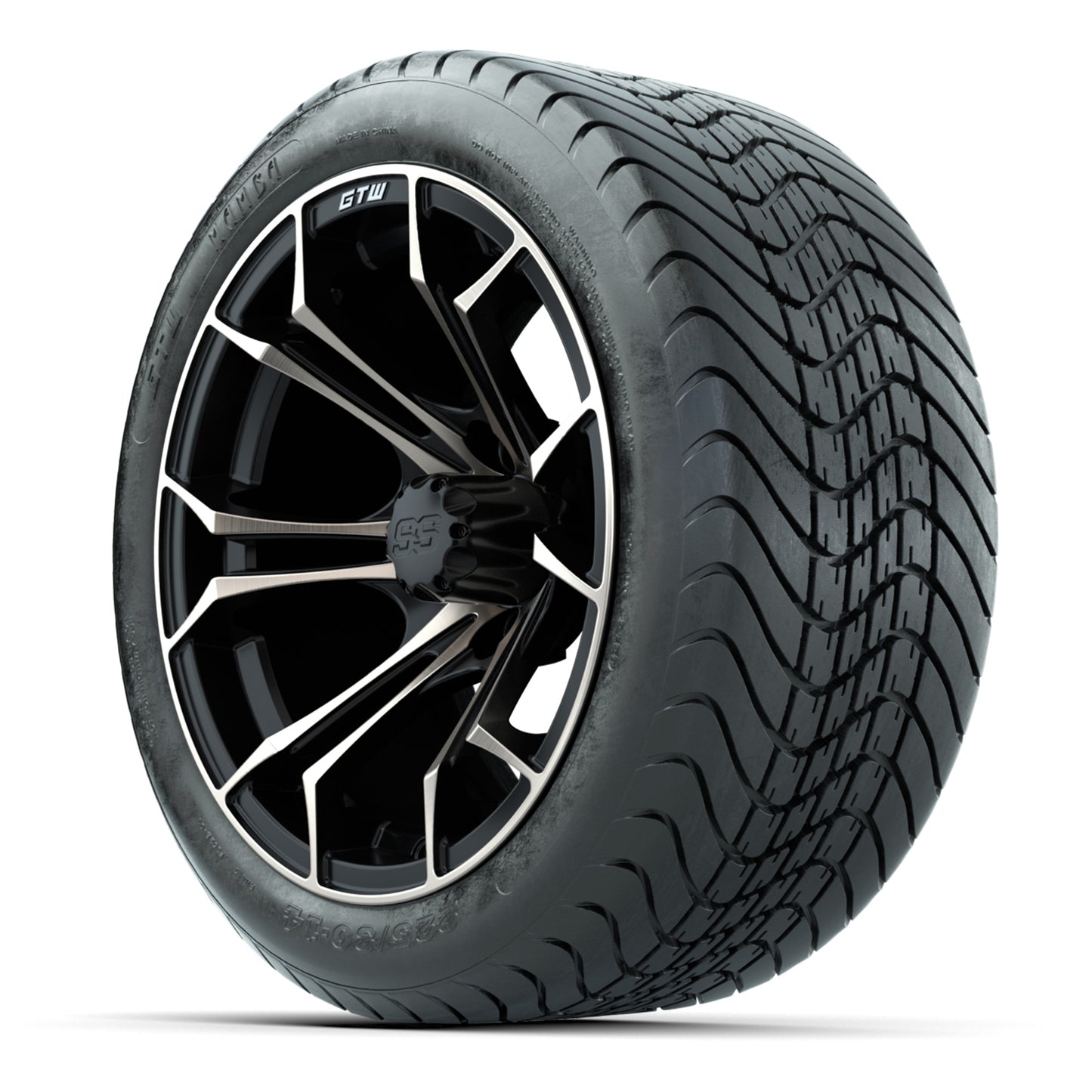 GTW Spyder Matte Black/Bronze 14 in Wheels with 225/30-14 Mamba Street Tires – Full Set