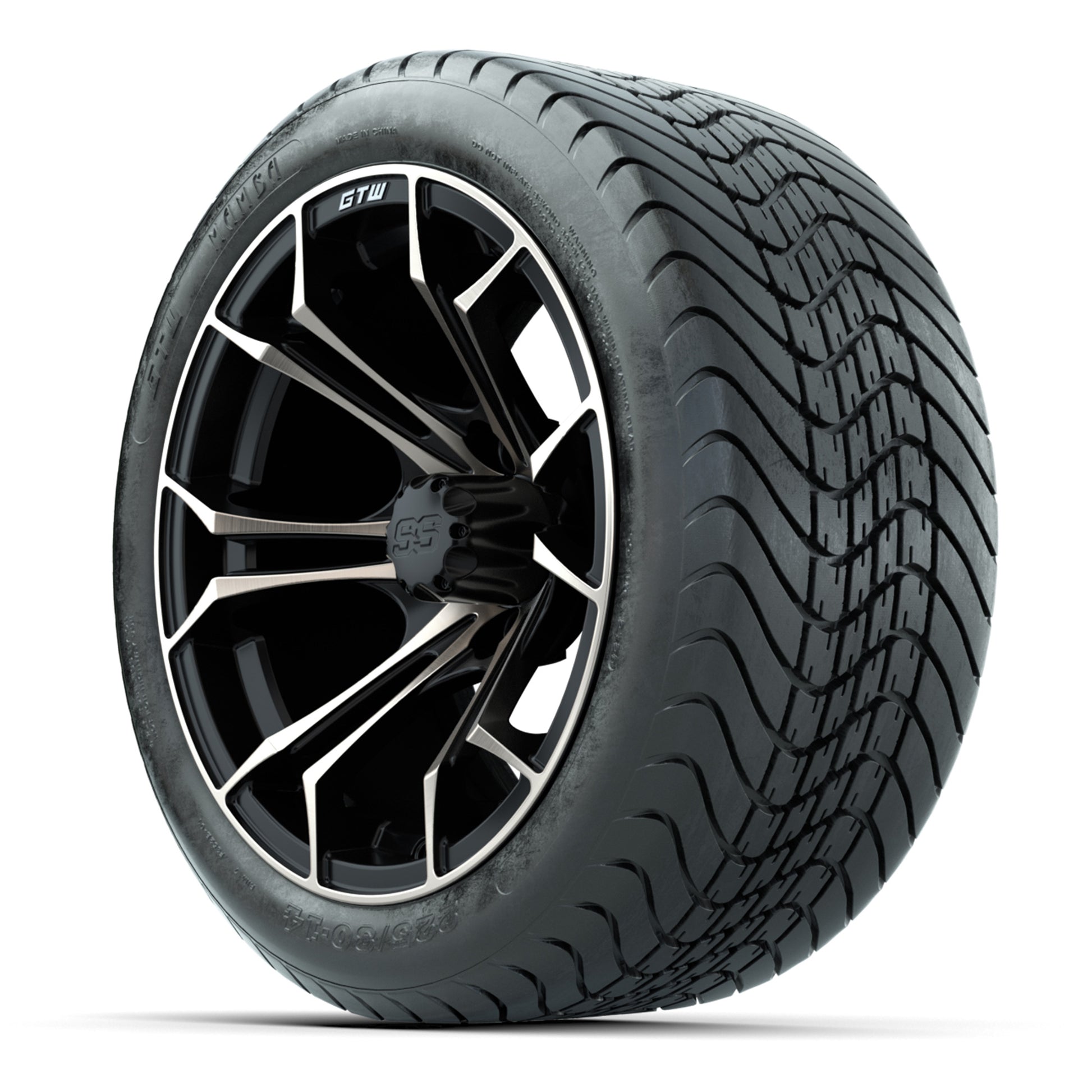 GTW Spyder Matte Black/Bronze 14 in Wheels with 225/30-14 Mamba Street Tires – Full Set
