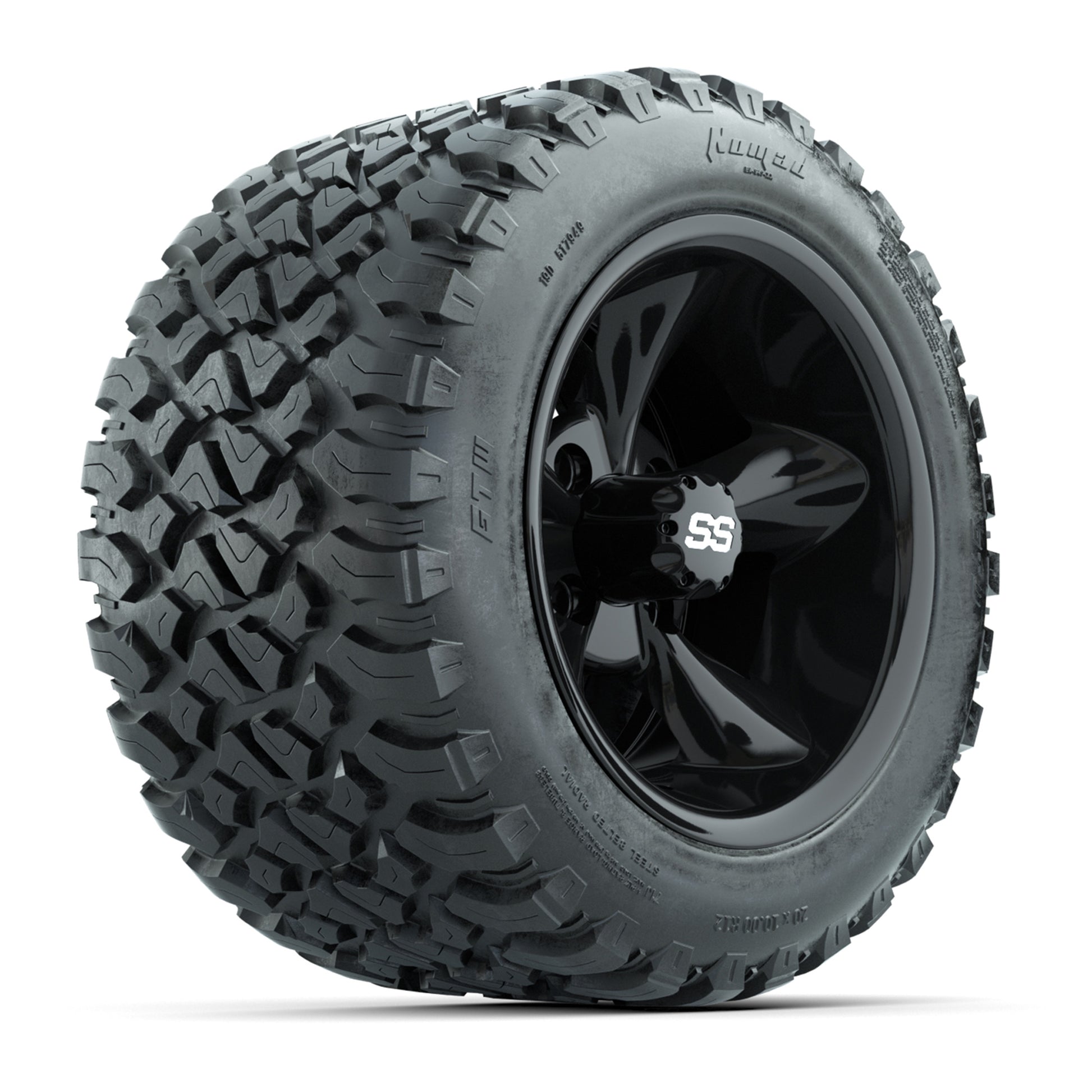 GTW® Godfather Black 12 in Wheels with 20X10-12 Nomad Steel Belt Radial All-Terrain Tires – Full Set