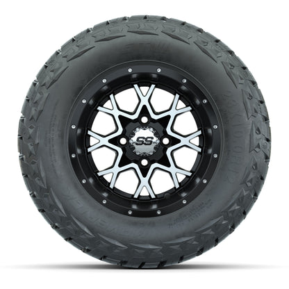 GTW Vortex Matte Black/Machined 12 in Wheels with 23x10.00-R12 Maverick All-Terrain Tires – Full Set